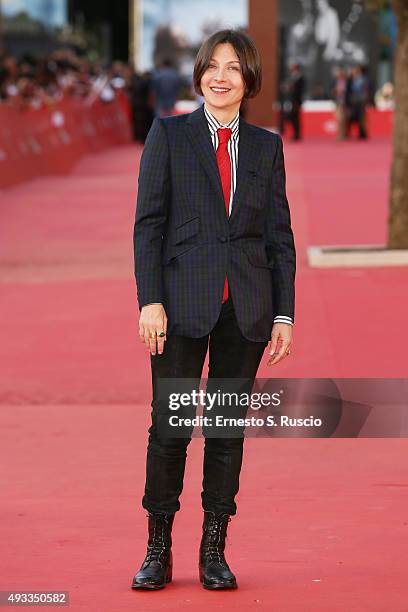 Donna Tartt walks the red carpet during the 10th Rome Film Fest at Auditorium Parco Della Musica on October 19, 2015 in Rome, Italy.