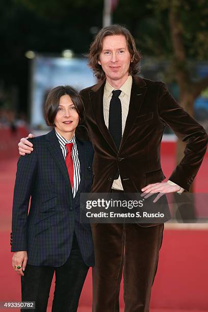 Wes Anderson and Donna Tartt walk the red carpet during the 10th Rome Film Fest at Auditorium Parco Della Musica on October 19, 2015 in Rome, Italy.