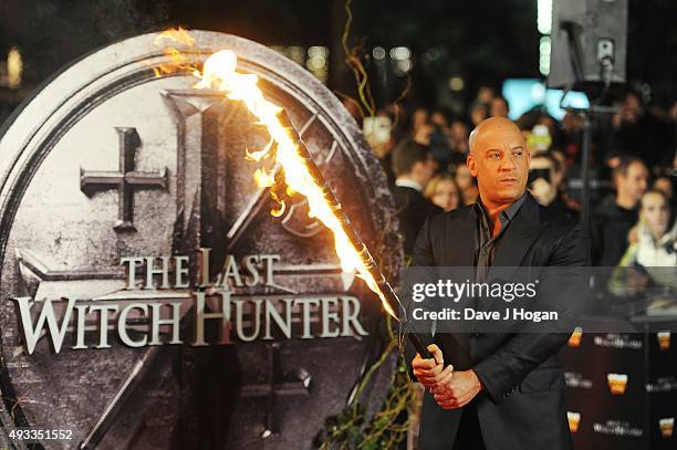 Vin Diesel attends the UK Premiere of "The Last Witch Hunter" at Empire Leicester Square on October 19, 2015 in London, England.