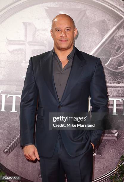 Vin Diesel attends the UK Premiere of "The Last Witch Hunter" at Empire Leicester Square on October 19, 2015 in London, England.