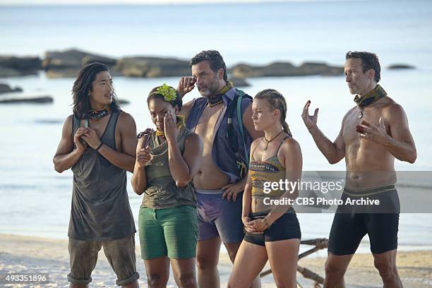 What's the Beef?" - Woo Hwang, Tasha Fox, Jeff Varner, Abi-Maria Gomes and Abi-Maria Gomes during the fourth episode of SURVIVOR, Wednesday, Oct. 14...