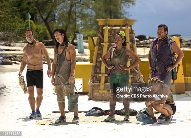 What's the Beef?" - Andrew Savage, Woo Hwang, Tasha Fox, Abi-Maria Gomes and Jeff Varner during the fourth episode of SURVIVOR, Wednesday, Oct. 14 ....