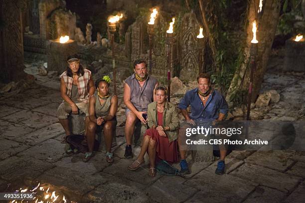 What's the Beef?" - Woo Hwang, Tasha Fox, Jeff Varner, Abi-Maria Gomes and Andrew Savage at Tribal Council during the fourth episode of SURVIVOR,...