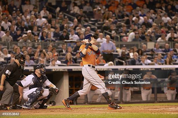 Wild Card Game: Houston Astros Colby rasmus in action, at bat hitting home run vs New York Yankees at Yankee Stadium. Bronx, NY 10/6/2015 CREDIT:...