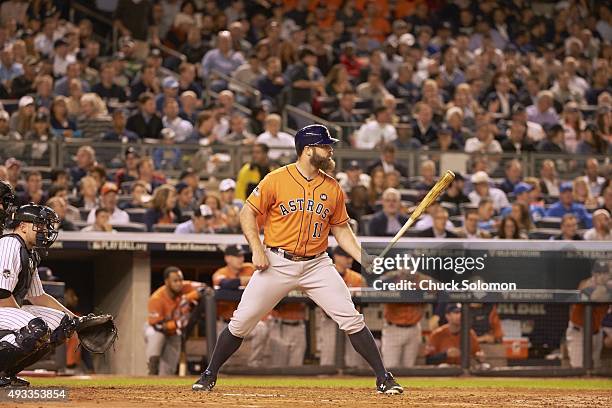 Wild Card Game: Houston Astros Evan Gattis during at bat vs New York Yankees at Yankee Stadium. Bronx, NY 10/6/2015 CREDIT: Chuck Solomon