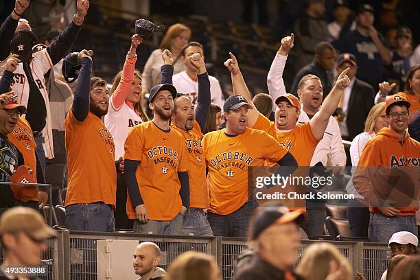 Wild Card Game: Houston Astros fans in stands during game vs New York Yankees at Yankee Stadium. Bronx, NY 10/6/2015 CREDIT: Chuck Solomon