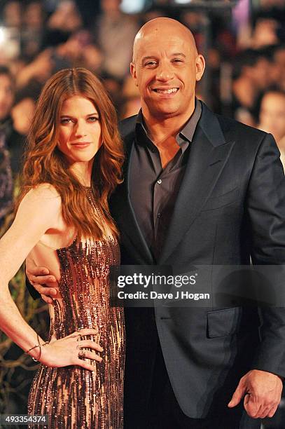 Vin Diesel and Rose Leslie attend the UK Premiere of "The Last Witch Hunter" at Empire Leicester Square on October 19, 2015 in London, England.