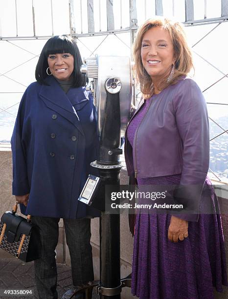 Patti LaBelle and Denise Rich attend the lighting of the Empire State Building for GabrielleÕs Angel Foundation for Cancer Research in Honor of Angel...