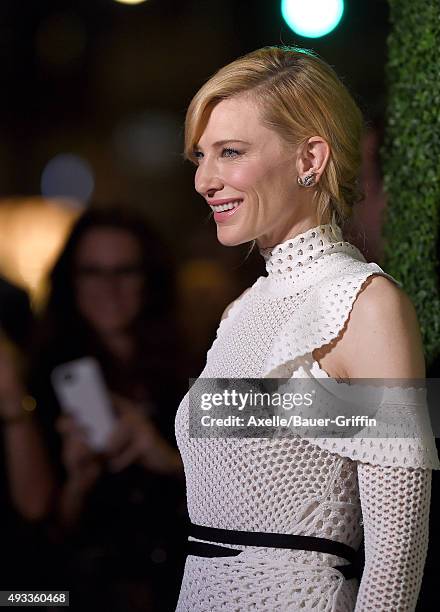 Actress Cate Blanchett arrives at the Industry Screening of Sony Pictures Classics' 'Truth' at Samuel Goldwyn Theater on October 5, 2015 in Beverly...