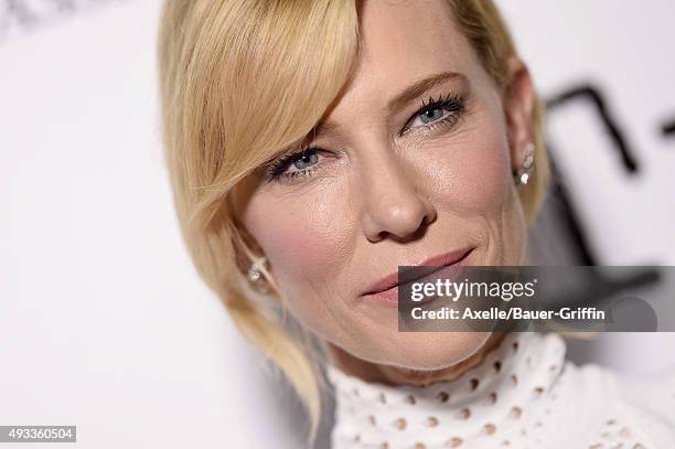 Actress Cate Blanchett arrives at the Industry Screening of Sony Pictures Classics' 'Truth' at Samuel Goldwyn Theater on October 5, 2015 in Beverly...