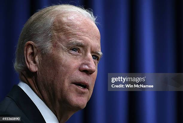 Vice President Joe Biden arrives to deliver remarks at a White House summit on climate change October 19, 2015 in Washington, DC. Biden remains at...
