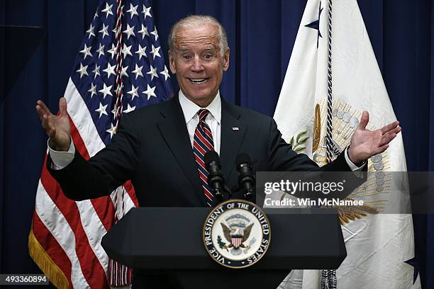 Vice President Joe Biden speaks at a White House summit on climate change October 19, 2015 in Washington, DC. Biden remains at the center of rumors...