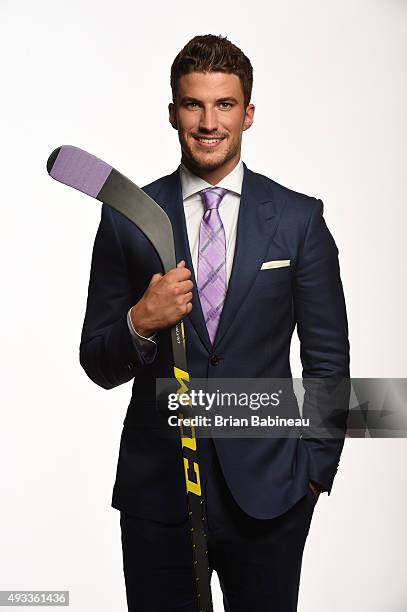 Roman Josi of the Nashville Predators poses for a portrait at the NHL Player Media Tour at the Ritz Carlton on September 8, 2015 in Toronto, Ontario.