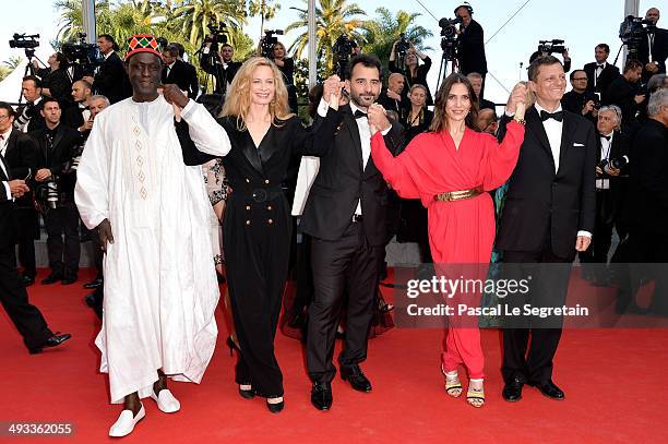 Un Certain Regard Jury members Moussa Toure, Maria Bonnevie, Jury President Pablo Trapero, Jury members Geraldine Pailhas and Peter Becker attend the...