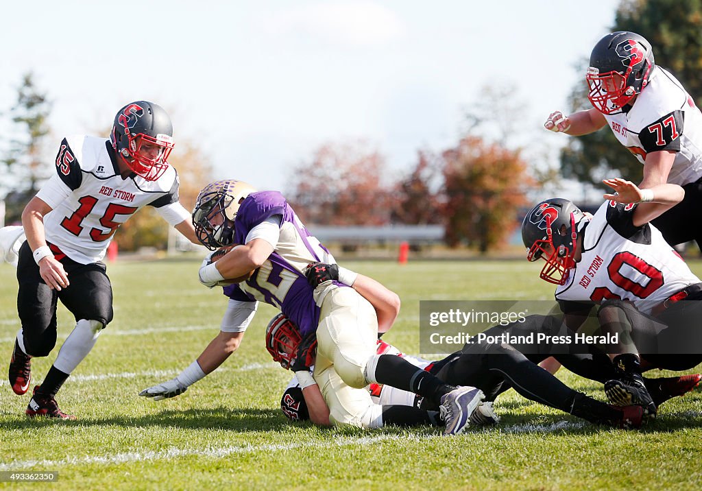Scarborough at Cheverus football. Scarborough teammates Jack Hughes