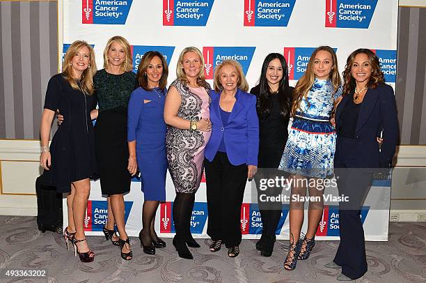 Susan Drossman, Paula Zahn, Rosanna Scotto, Monica Kennedy, Marion Scotto, Jenna Ruggiero, Julia Faucetta and Elaina Scotto attend American Cancer...