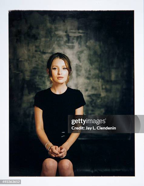 Actress Emily Browning of the film, 'Legend' is photographed on polaroid film for Los Angeles Times on September 25, 2015 in Toronto, Ontario....