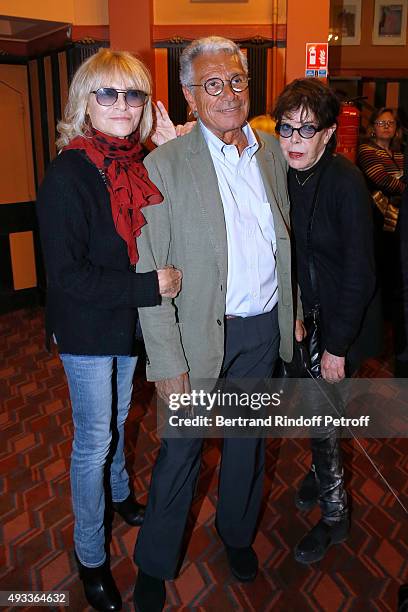 Nathalie Delon, Photographer Jean-Marie Perier and Singer Dani pose after the 'Flash-Back' : Jean-Marie Perier's One Man Show at Theatre de la...