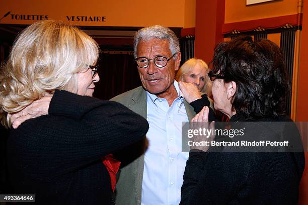 Nathalie Delon, Photographer Jean-Marie Perier and Singer Dani pose after the 'Flash-Back' : Jean-Marie Perier's One Man Show at Theatre de la...