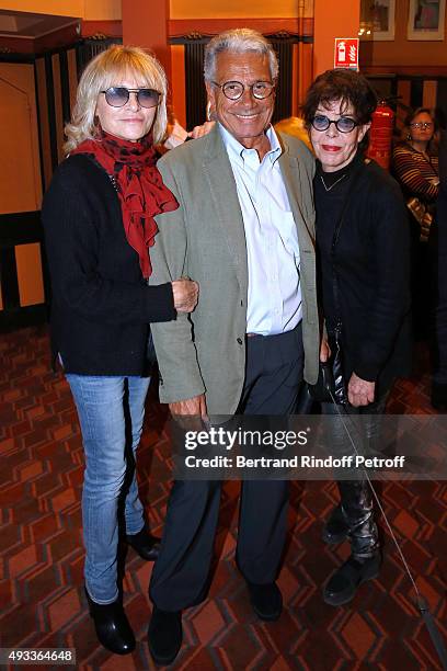 Nathalie Delon, Photographer Jean-Marie Perier and Singer Dani pose after the 'Flash-Back' : Jean-Marie Perier's One Man Show at Theatre de la...