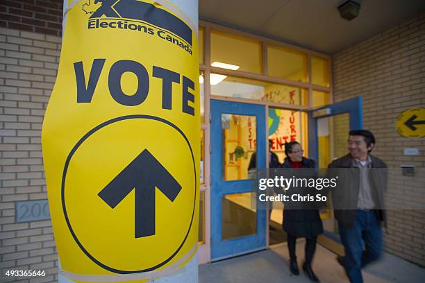 Steady stream of voters leave after casting their ballots throughout the dinner hour at the Woodbridge Public School polling station. Liberal...