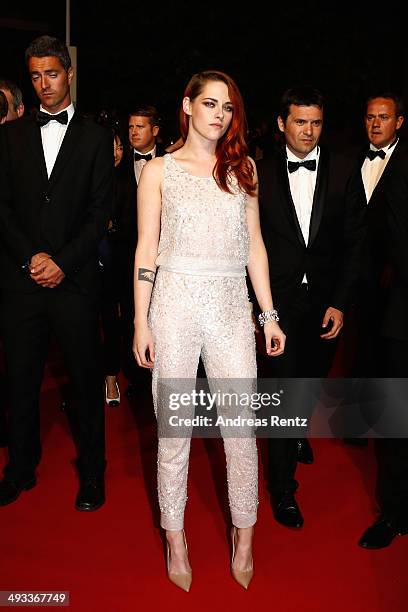 Kristen Stewart leaves the "Clouds Of Sils Maria" premiere during the 67th Annual Cannes Film Festival on May 23, 2014 in Cannes, France.