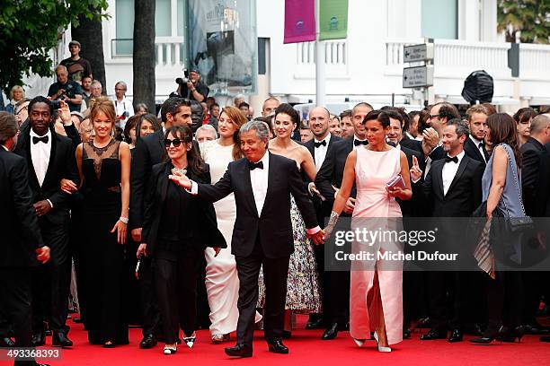 Chantal Lauby, Christian Clavierand Isabelle de Araujo attend the Premiere of "Jimmy's Hall" at the 67th Annual Cannes Film Festival>> on May 22,...