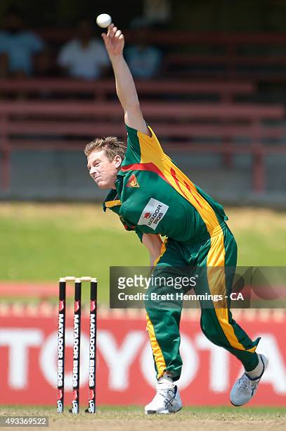 James Faulkner of Tasmania bowls during the Matador BBQs One Day Cup match between Tasmania and Victoria at North Sydney Oval on October 20, 2015 in...