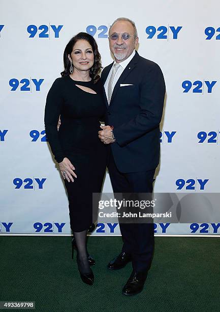 Singer Gloria Estefan and Emilio Estefan attend Gloria and Emilio Estefan in conversation with Rita Moreno at 92nd Street Y on October 19, 2015 in...