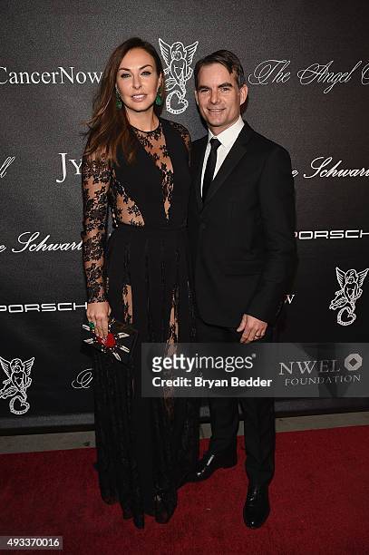Model Ingrid Vandebosch and NASCAR Driver Jeff Gordon attend Angel Ball 2015 hosted by Gabrielle's Angel Foundation at Cipriani Wall Street on...