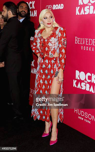 Singer/songwriter Lady Gaga attends the "Rock The Kasbah" New York premiere at AMC Loews Lincoln Square on October 19, 2015 in New York City.