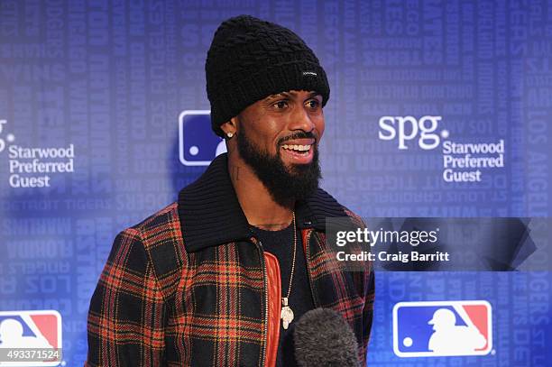Player Jose Reyes celebrates the launch of Sheraton Hotels & Resorts, SPG and MLB's New Partnership at a special screening of Game 3 of the ALCS at...