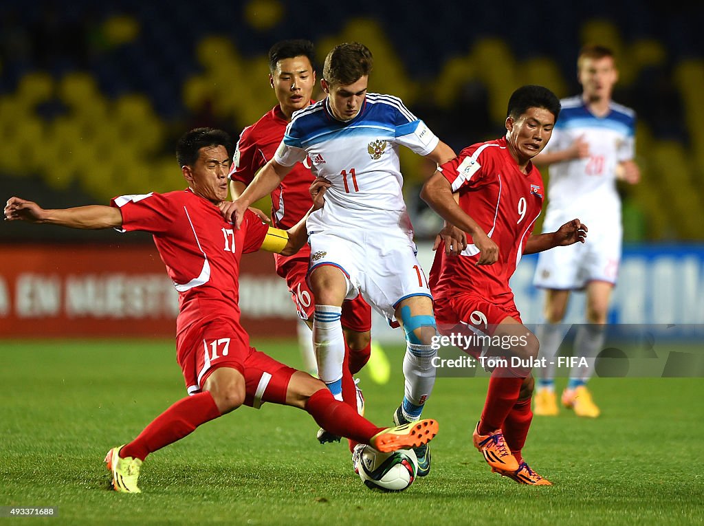 Korea DPR v Russia: Group E - FIFA U-17 World Cup Chile 2015
