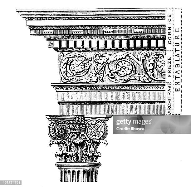 antique illustration of column - architrave cornice stock illustrations