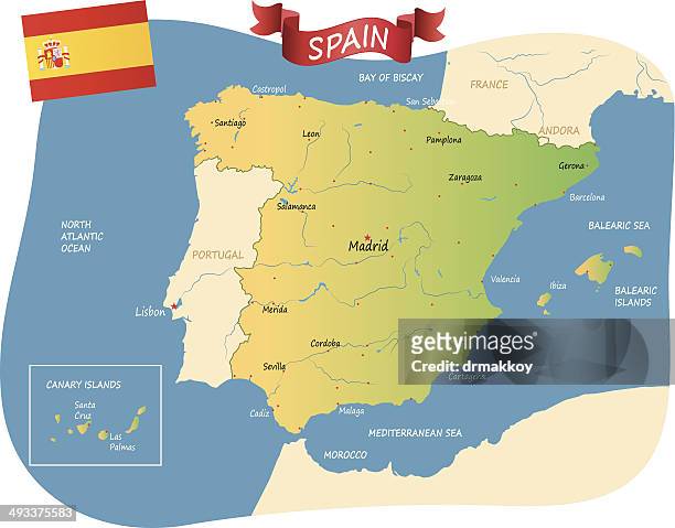 ilustrações de stock, clip art, desenhos animados e ícones de a espanha - mapa portugal