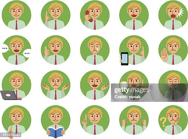 businessman icons - working computer office joy stock illustrations