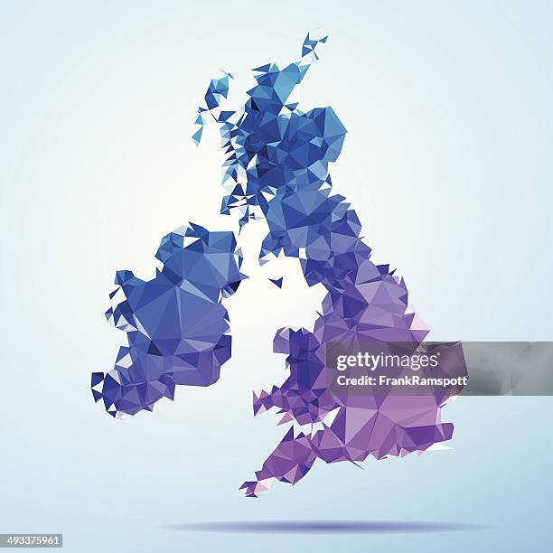 uk ireland polygon triangle map blue - northern ireland illustration stock illustrations