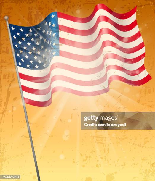 grunge american flag - american flag pole stock illustrations