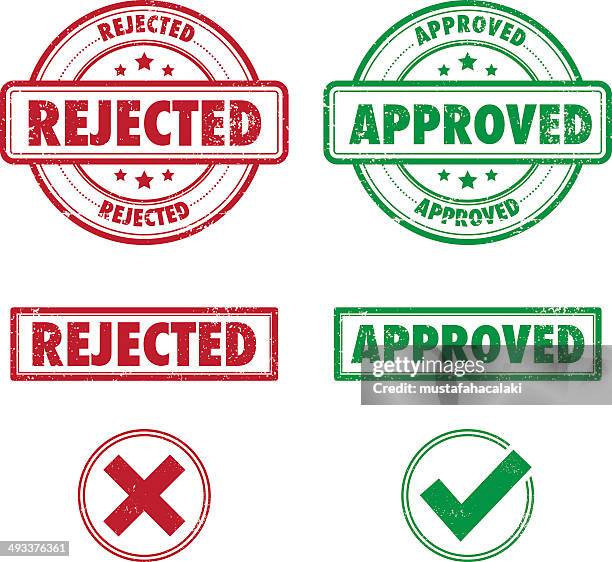grunge approved rejected rubber stamps - thumbs down stock illustrations