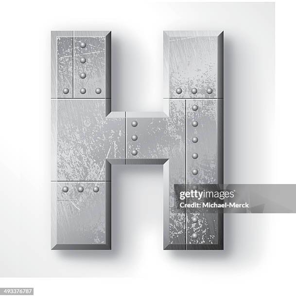 metal letter h - metal letters stock illustrations