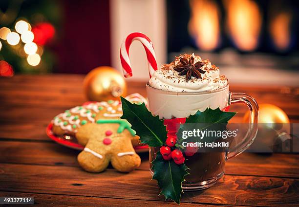 christmas hot chocolate - dessert christmas stockfoto's en -beelden