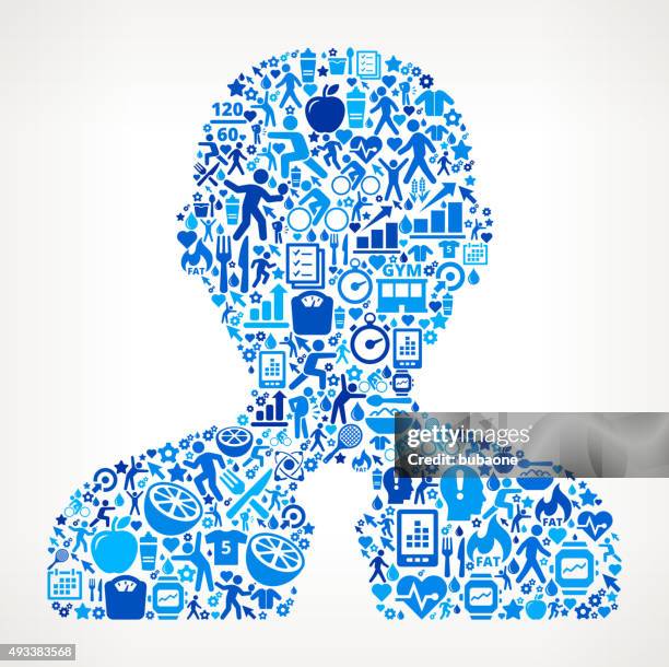 businesman fitness and diet icon pattern - man studio background stock illustrations