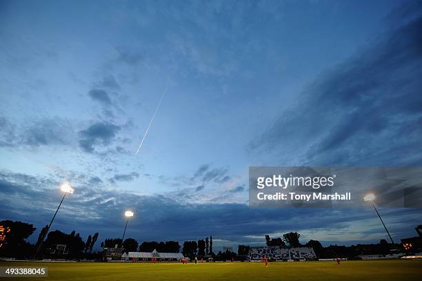 View of The County Ground as Derbyshire Falconstake on Lancashire Lightning during the NatWest T20 Blast match between Derbyshire Falcons and...