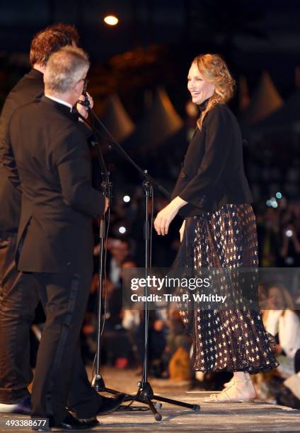 Uma Thurman attends a screening of Pulp Fiction at the 67th Annual Cannes Film Festival on May 23, 2014 in Cannes, France.