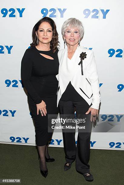 Gloria Estefan and Rita Moreno attend Gloria and Emilio Estefan in Conversation with Rita Moreno at 92nd Street Y on October 19, 2015 in New York...