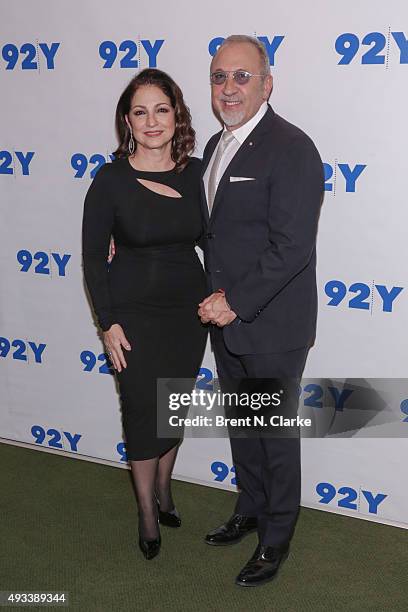 Gloria Estefan and Emilio Estefan attend Gloria and Emilio Estefan In Conversation with Rita Moreno held at the 92nd Street Y on October 19, 2015 in...