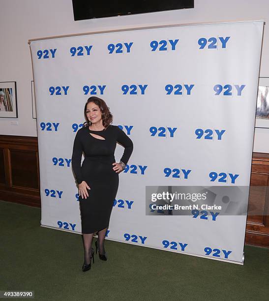 Singer Gloria Estefan attends Gloria and Emilio Estefan In Conversation with Rita Moreno held at the 92nd Street Y on October 19, 2015 in New York...