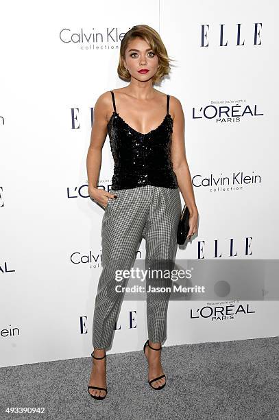 Actress Sarah Hyland attends the 22nd Annual ELLE Women in Hollywood Awards at Four Seasons Hotel Los Angeles at Beverly Hills on October 19, 2015 in...