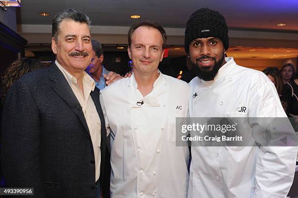 Broadcaster Keith Hernandez, Chef Andrew Carmellini, and MLB player Jose Reyes celebrate the launch of Sheraton Hotels & Resorts, SPG and MLB's New...