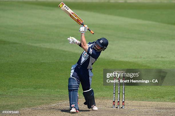 Matthew Wade of Victoria looses control of his bat during the Matador BBQs One Day Cup match between Tasmania and Victoria at North Sydney Oval on...